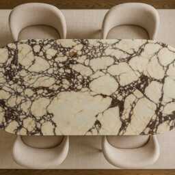 Luxury Calacatta Viola Marble Dining Table - Modern Oval Stone With Pedestal Base - thumbnail 3