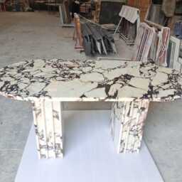 Luxury Calacatta Viola Marble Dining Table - Modern Oval Stone With Pedestal Base - thumbnail 2