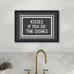 Kisses If You Do The Dishes Print, Prints For Kitchen, Rustic Kitchen Decor, Coastal Boho Style - thumbnail 1
