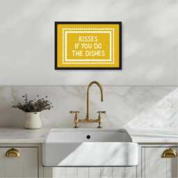 Kisses If You Do The Dishes Print, Prints For Kitchen, Rustic Kitchen Decor, Coastal Boho Style - thumbnail 3