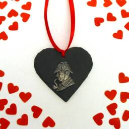 Sherlock Holmes Gift, Handmade Natural Slate Heart Ornament, Gift - thumbnail 2