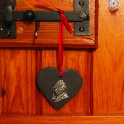 Sherlock Holmes Gift, Handmade Natural Slate Heart Ornament, Gift - thumbnail 4