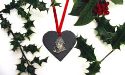 Sherlock Holmes Gift, Handmade Natural Slate Heart Ornament, Gift