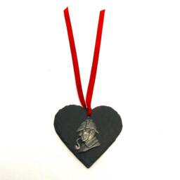 Sherlock Holmes Gift, Handmade Natural Slate Heart Ornament, Gift - thumbnail 3