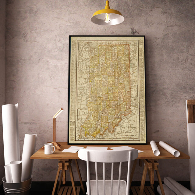 Old Indiana Map Art Print 1901 Of Indiana, Wall Map, Decor - image 1