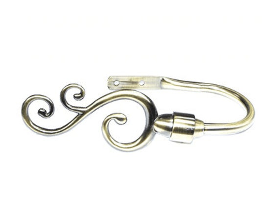 Antique Brass Swirl Curtain Tiebacks/Holdbacks