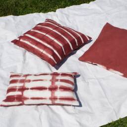Brown Tie Dye 12 X20 Pillow Cover, Hand Dyed Pillowcase With Stripes, White & Brown Case - thumbnail 2