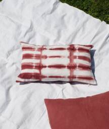 Brown Tie Dye 12 X20 Pillow Cover, Hand Dyed Pillowcase With Stripes, White & Brown Case - thumbnail 1