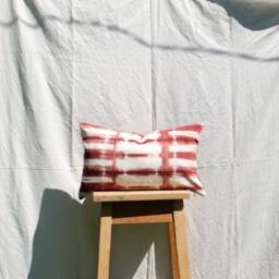 Brown Tie Dye 12 X20 Pillow Cover, Hand Dyed Pillowcase With Stripes, White & Brown Case - thumbnail 3
