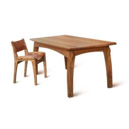 Quilpo Low Back Dining Chair, Handcrafted Artisan Leather Sling Seating From Argentina - thumbnail 3