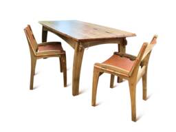Quilpo Low Back Dining Chair, Handcrafted Artisan Leather Sling Seating From Argentina - thumbnail 1