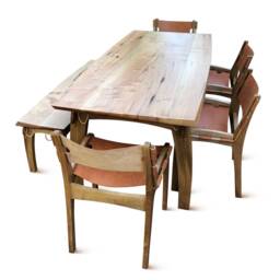 Quilpo Low Back Dining Chair, Handcrafted Artisan Leather Sling Seating From Argentina - thumbnail 2