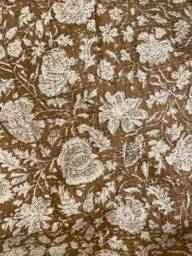 Brown Floral Minimal Kantha Quilt Pure Cotton Queen Throw Blanket Bedspread Coverlet Bed Cover Boho Embroidered - thumbnail 1