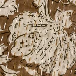Brown Floral Minimal Kantha Quilt Pure Cotton Queen Throw Blanket Bedspread Coverlet Bed Cover Boho Embroidered - thumbnail 4