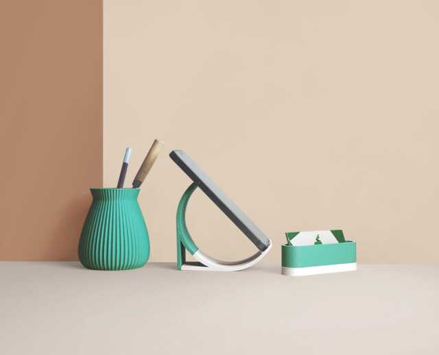 Recycled Wood Fiber 3D Desk Set, Office Accessories, Storage & Decoration, Scandinavian Design, Gift For Home - image 1