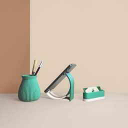 Recycled Wood Fiber 3D Desk Set, Office Accessories, Storage & Decoration, Scandinavian Design, Gift For Home - thumbnail 2
