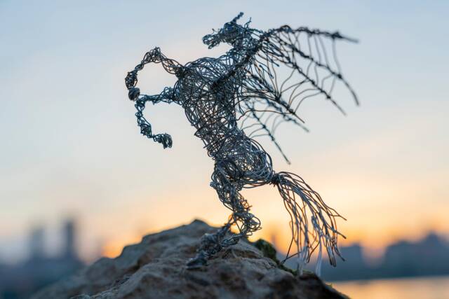 Wire Horse Figurine, Pegasus Winged Horse, Wired Animal, Sculpture, Art, Mythic Creature - image 1