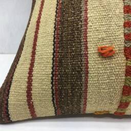 Vintage Turkish Kilim Pillow Cover, Bohemian Throw Pillow, 16x16 - thumbnail 3