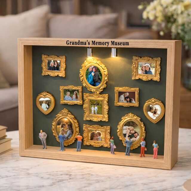 Grandma's Memory Museum Photo Frame, Diy Mini Display Box With Light, Gift For Mom&dad - image 1