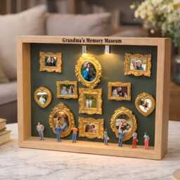 Grandma's Memory Museum Photo Frame, Diy Mini Display Box With Light, Gift For Mom&dad - thumbnail 1