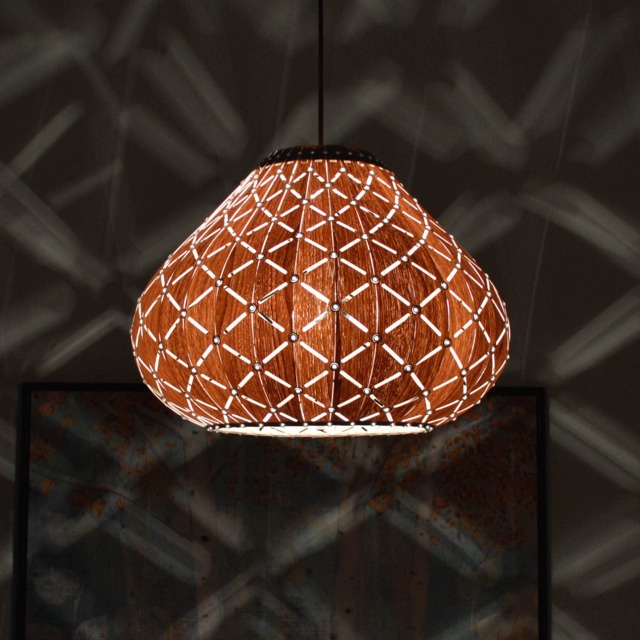 Chandelier-Vase Pendant Light-Walnut Veneer-Lighting-Wood Light-Hanging Lamp-Rustic Lighting - image 1
