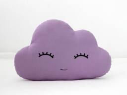 Purple Cloud Pillow With Pink Cheeks For Nursery Decor, Baby Cushion Shower Gift Infant Boy Gender Neutral Throw Girl Room Kids Teepee - thumbnail 1