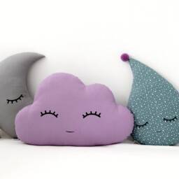 Purple Cloud Pillow With Pink Cheeks For Nursery Decor, Baby Cushion Shower Gift Infant Boy Gender Neutral Throw Girl Room Kids Teepee - thumbnail 2