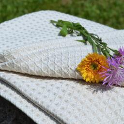 Natural Linen Cotton Towel Heavy Sauna Thick Waffle Farmhouse Undyed Throw With Loop Soft Geometrical Bath Sheet Present For Him - thumbnail 2