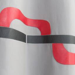 Modern Masculine Curtains - Grey Panel With Red & Black Geometric Design, Grommet Top Curtain For Living Room, Office, Or Bedroom. Custom - thumbnail 2