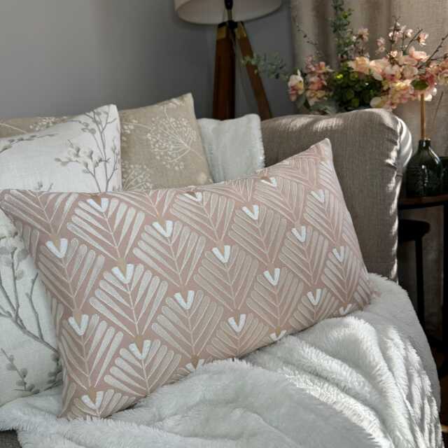 "Pink Art Deco Cushion Cover, Lumbar Pillow Cover 12"" X 20" - image 1