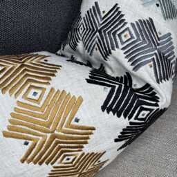 12x20 Inch Decorative Cushion Cover With Embroidered Geometric Design - Harlequin Kalimba Lumbar Pillow Case - thumbnail 3