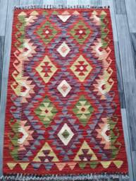 Handmade Rug, Traditional Artisan Afghan Turkish Navajo Geometric Wool Kilim Rug 125x80 cm - thumbnail 1