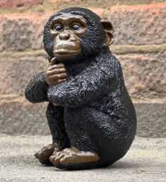 Garden Monkey Sculpture Concrete Statue Outdoor Animal Decoration Handmade Figurine Front Door Ornament Monkey Lover Gift - thumbnail 1