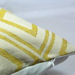 Yellow Geometric Pillow Cover Cotton Jacquard Couch Cushion - thumbnail 3