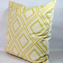 Yellow Geometric Pillow Cover Cotton Jacquard Couch Cushion - thumbnail 2