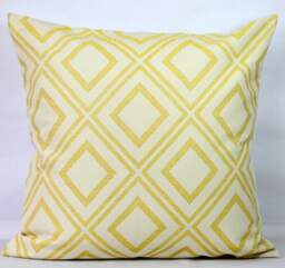 Yellow Geometric Pillow Cover Cotton Jacquard Couch Cushion - thumbnail 1