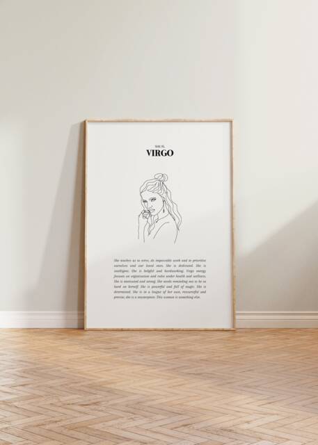She Is Virgo Print, Art Horoscope Zodiac Gift, Astrology Star Sign Wall Art, Poster, Gift - image 1