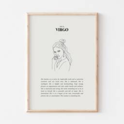 She Is Virgo Print, Art Horoscope Zodiac Gift, Astrology Star Sign Wall Art, Poster, Gift - thumbnail 2