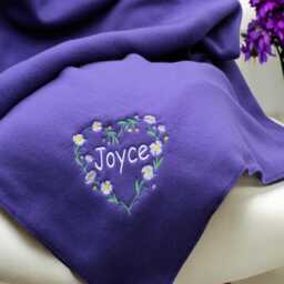 Personalised Floral Heart Cosy Blankets Choice Of Fleece Colour & Embroidered Name, Snuggle Throw - thumbnail 2