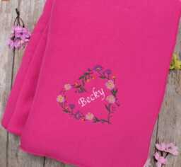 Personalised Floral Heart Cosy Blankets Choice Of Fleece Colour & Embroidered Name, Snuggle Throw - thumbnail 1