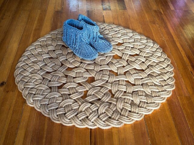 Large Round Rope Rug 36 Inch - Nautical Knot Welcome Mat Beach Style Jute Carpet Handmade Coastal Farmhouse Decor For Living Room - image 1