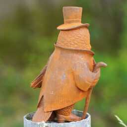Cast Iron Mr Owl Garden Sculpture Outdoor Statue Ornament Peter Rabbit - thumbnail 3