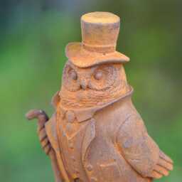 Cast Iron Mr Owl Garden Sculpture Outdoor Statue Ornament Peter Rabbit - thumbnail 2