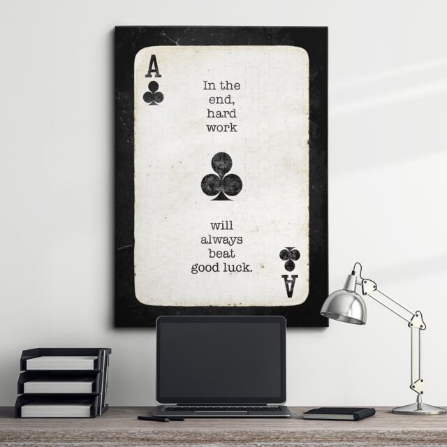 Ace Of Club Playing Cards Quote Motivational Inspirational, Framed Canvas Wall Art Poster Print, Home Office & Room Decor, Gift Idea - image 1