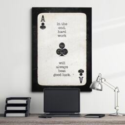 Ace Of Club Playing Cards Quote Motivational Inspirational, Framed Canvas Wall Art Poster Print, Home Office & Room Decor, Gift Idea - thumbnail 1