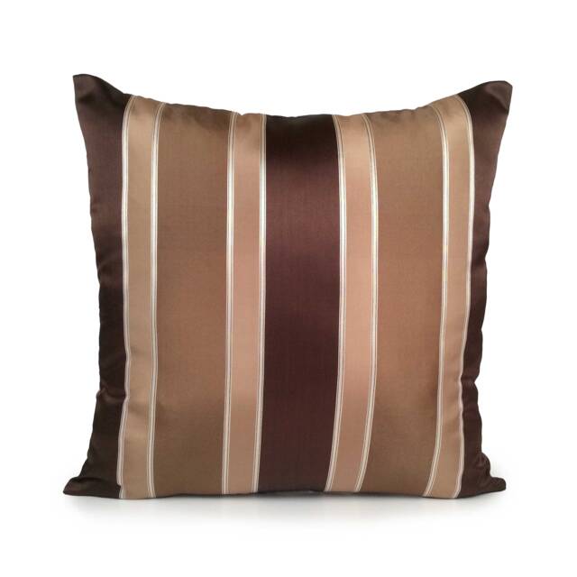 "Chocolate Brown, Tan, Dark Tan & Silver Pillow, Throw Pillow Cover, Decorative Cushion 18""x18" - image 1