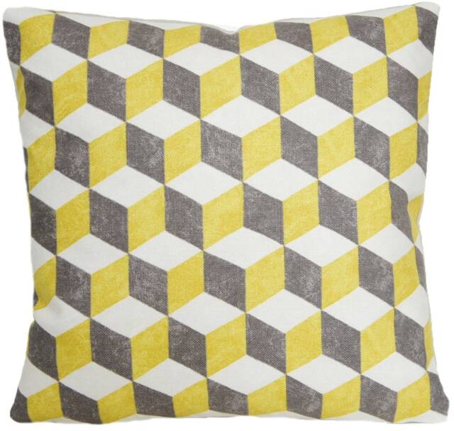Yellow Cushion Cover Geometrical Pattern Throw Pillow Case Cubes Osborne & Little Fabric Balyan