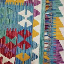 Multicolour Rug, Handmade Artisan Afghan Turkish Scandinavian Navajo Bohemian Flatweave Wool Kilim 146x104 cm - thumbnail 3