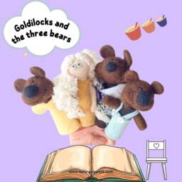 "Finger Wool & Fabric Puppet Set ""Goldilocks The Three Bears"
