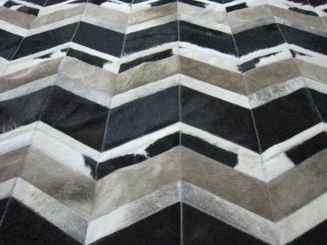 Cowhide Patchwork Rug Raw Leather Argentina, Free Shipping - Mix Of Black, Grey & Whites 8' X 10' Rugs - image 1